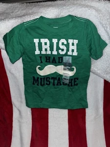 Carter's St. Patrick's Day “Irish I Had A Mustache” T-Shirt Pullover Top Size 3T - Picture 1 of 24