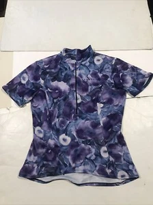 She Beest Woman’s Cycling Top Size L Purple Pansies Short Sleeves 4509 - Picture 1 of 10