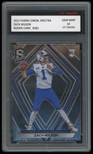 ZACH WILSON 2021 PANINI CHRONICLES SPECTRA 1ST GRADED 10 ROOKIE CARD BYU/NY JETS - Bild 1 von 1