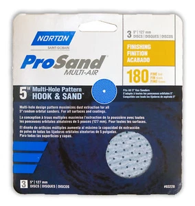 Disco de lijado de orificios universal Norton 03228 ProSand de 5 pulgadas grano 180 - 5 paquetes de 3 - Imagen 1 de 2
