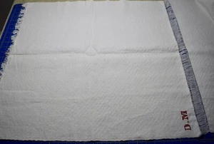 3871 2 Antique 1860's hand overshot Woven linen napkins/mats, DM x-sttc monogram - Picture 1 of 4