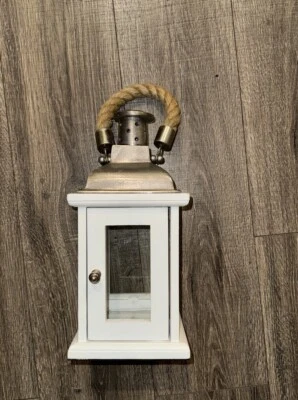 Wooden Decorative Lantern Vintage Rustic Hanging Metal Pillar Candle Holder - Image 1 of 4