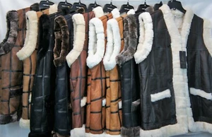 Unisex 100% Echtes Lammfell Shearling Leder Pelz Weste Jacke Men Damen Neu S-6XL - Picture 1 of 84