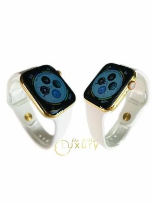 CUSTOM 24K Gold Plated 44MM Apple Watch SERIES 5 With White Sport Band GPS+LTE - Image 1 of 4