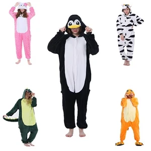 Unisex Animal Fleece One Piece Suit Pajamas Jumpsuit Cosplay Costume Sleepwear - Picture 1 of 47