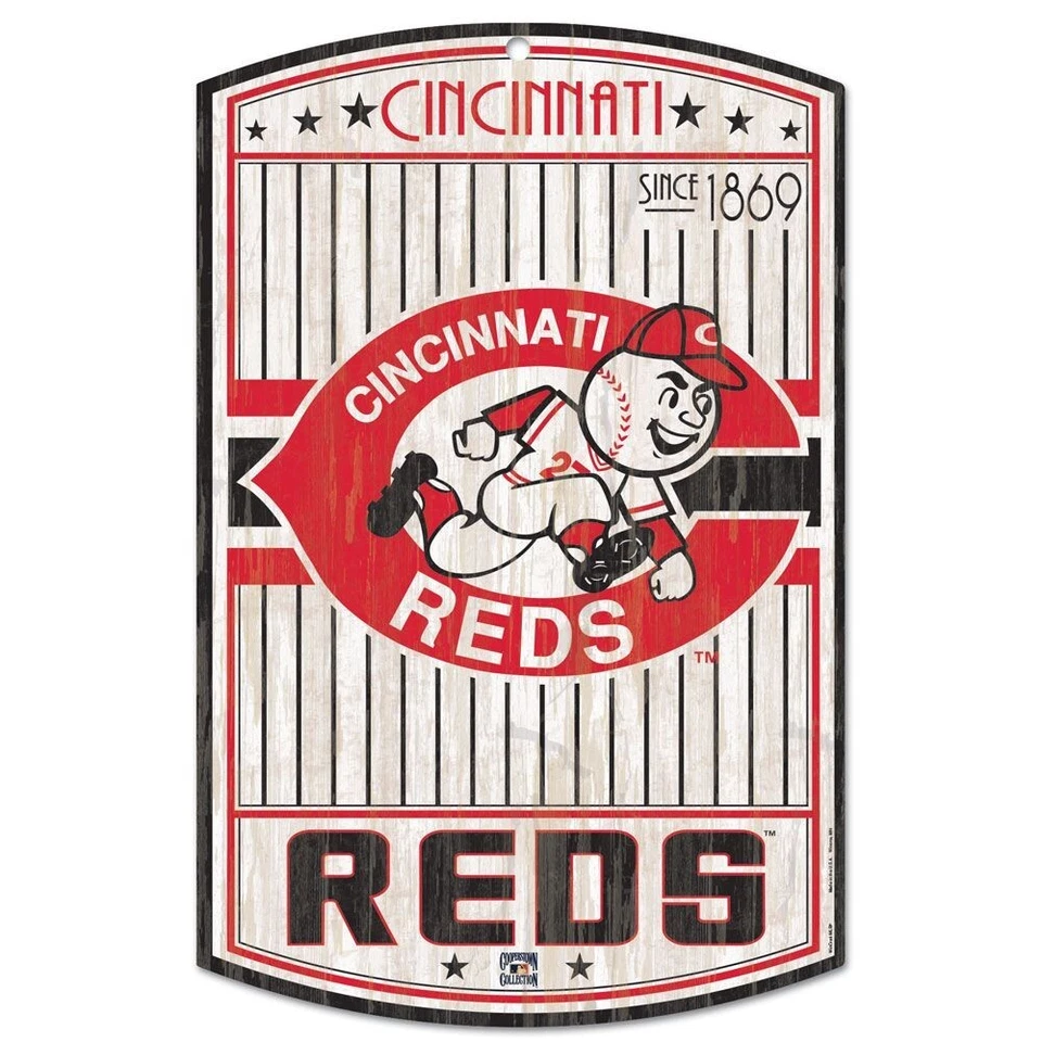 CINCINNATI REDS COOPERSTOWN EST. 1869 WOOD SIGN 11"x17" NEW WINCRAFT 👀 - Image 1 of 1