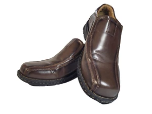 Mocassino slip-on da uomo marrone vera pelle abito casual scarpe comode 9,5 M - Foto 1 di 15
