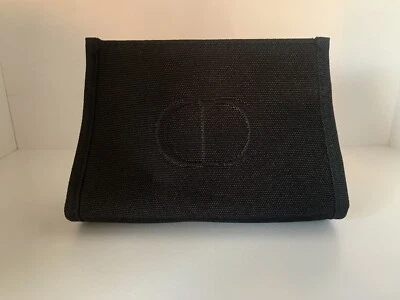 Christian Dior Black CD LOGO Cosmetic Bag Nylon Pouch Makeup Case - Snap Closure - Image 1 of 4