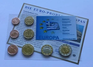 Euro Proben Griechenland 2001 / Greece Euro Pattern set 2001 - Bild 1 von 5