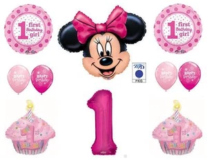 MINNIE MOUSE 1ST First Happy Birthday Party Balloons Decoration Supplies Cupcake - Picture 1 of 1