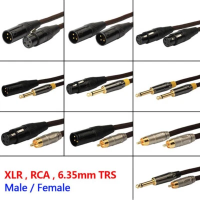 Male/Female XLR to RCA Phono Plug to 6.35mm TRS Stereo Jack Audio Cables Leads - Image 1 of 4