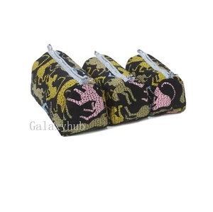 Conjunto de bolsa de aseo acolchada de algodón con estampado de guepardo multicolor bolsa de almacenamiento de maquillaje - Imagen 1 de 5