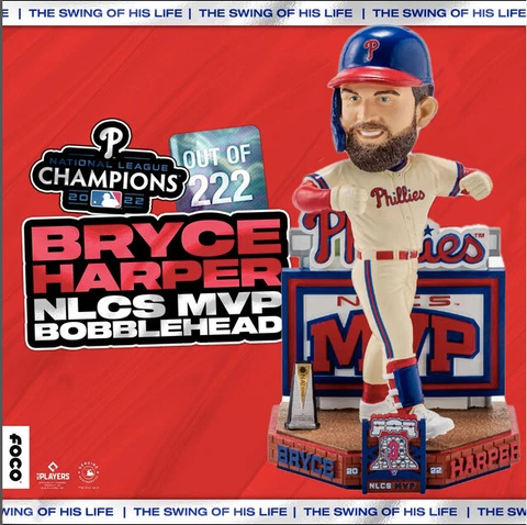 Bryce Harper Philadelphia Phillies 2022 NLCS MVP Bobblehead NIB IN HAND!! Cover