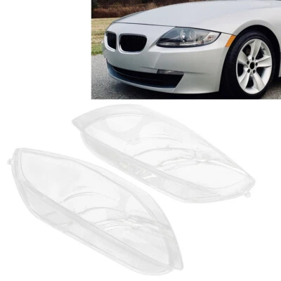 Front Headlight Lens Cover Lampshade Pair Fit BMW Z4 E85 2003-2008 Transparent - Image 1 of 4