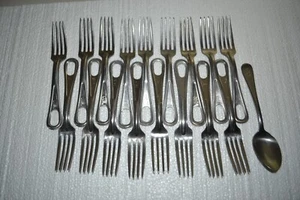 1950s Silco US Army Navy Stainless Steel Flatware 17 Forks 1 Spoon - Picture 1 of 9