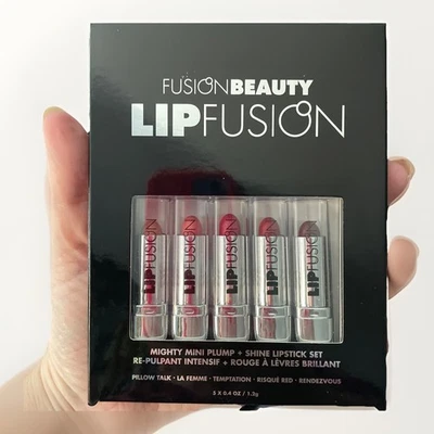 Fusion Beauty Lip Fusion Mighty Mini Plump & Shine 5 Piece Lipstick Gift Set NIB - Image 1 of 2