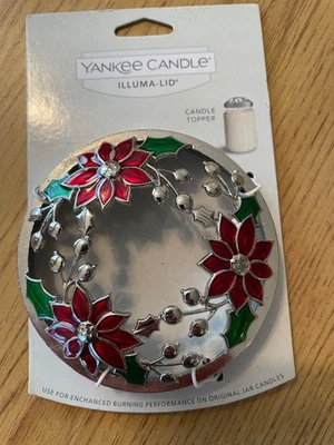 Yankee Candle Poinsettia Illuma Tapa Tarro Topper Navidad Invierno Nuevo en Tarjeta Foto 1 de 2
