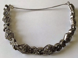 VINTAGE ART DECO MARCASITE STERLING SILVER BRACELET  - Picture 1 of 2