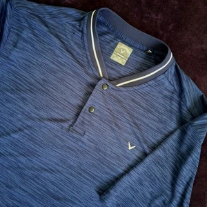 Callaway Blade Collar Polo Shirt Men XXL Opti Dri Golf Performance Blue Snap But - Picture 1 of 6