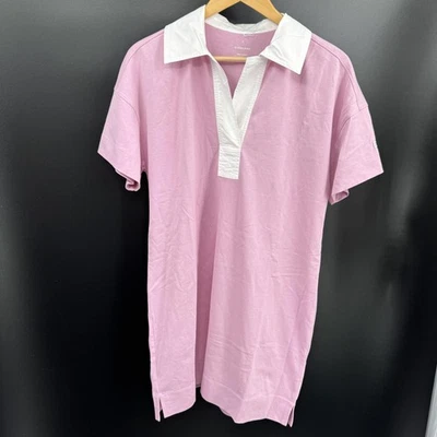 Everlane Polo Shirt Dress Womens M Pink White Organic Cotton Rugby Collar - Image 1 of 4