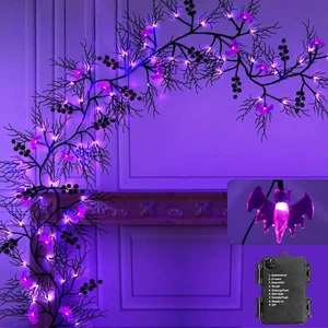 Guirnalda decorativa extra larga de 9 pies 72 LED de Halloween con 24 púrpura B - Imagen 1 de 7