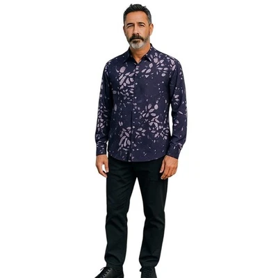 Camisa masculina manga longa Eco Rayon meia-noite animal TAMANHO XS - Imagem 1 de 4