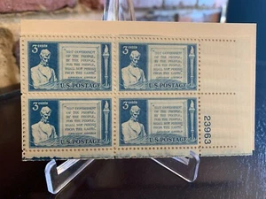 1948 #978 Gettysburg Adresse 3 Cent Briefmarke Lincoln U.S. Postage - 4er Block - Bild 1 von 2