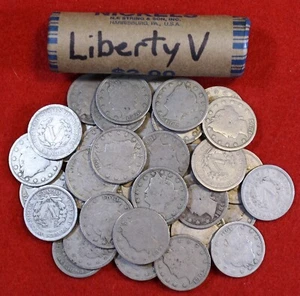 Liberty V Nickels 40 Coin roll 1883-1912 1884 1887 1888 Nickel - Picture 1 of 2