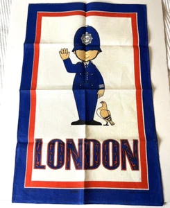 1970s "LONDON BOBBY" 100% LINEN TEA TOWEL Made in IRELAND ULSTER Weavers XC - Picture 1 of 12