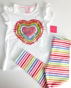 Isaac Mizrahi Girl Top Leggings Multicolor SIZE XS/4 Cotton Sequin Heart NEW - Picture 1 of 5