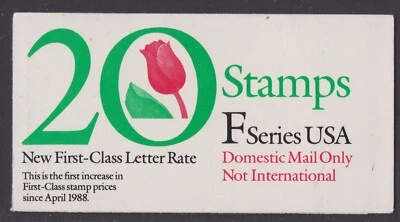 US 2519a BK183 Flower Tulip F series 29c booklet 20 1111 MNH 1991 - Image 1 of 3
