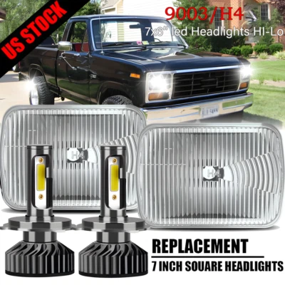 Par de faros LED 7x6 5x7" haz alto H6054 para Ford F-150 1981 1982 1983 1984 Foto 1 de 4