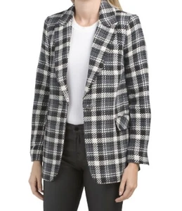 Elie Tahari Pea Coat Plaid Jacket Single Button Size XS $325 - Picture 1 of 12