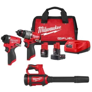 Milwaukee Hammer Drill + Impact Driver Kit 12V Li-Ion Brushless w/ Spot Blower - Picture 1 of 10