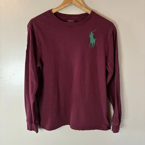 Polo Ralph Lauren Boys Maroon Shirt Embroidered Pony Logo Youth Sz 18/20 - Picture 1 of 6