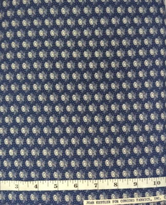 Vintage Joan Kessler Blue/White Florals BTY Concord Cotton  Quilt Craft Fabrics - Image 1 of 3