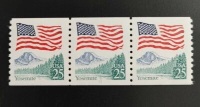 SC 2280 US Stamp 1988 25c Flag Over Yosemite P#11 PNC Coil Strip of 3. Free Ship - Image 1 of 2