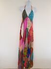 Patchwork Maxi Dress Hippie Festival Boho One Size Satin Long Holiday Indian