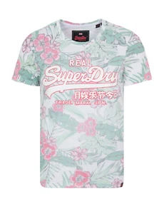 SuperDry Women's Vintage Logo Tropical All Over Slim Fit Print Tee, Optic Slub - Picture 1 of 8