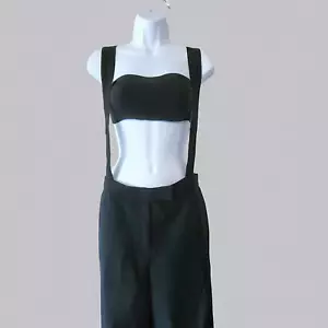 Vintage Dress ARMANI COLLEZIONI Straight Black Striped Pants 100% Wool - Picture 1 of 11