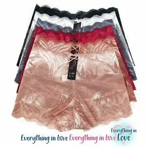 6 Pack Plus Size Women Full Coverage Comfort Lace Boyshorts Boxers Sexy Panties - Picture 1 of 34