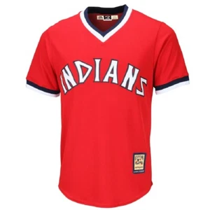 Camiseta de béisbol de los indios de Cleveland Cooperstown roja base genial camiseta majestuosa - Imagen 1 de 6
