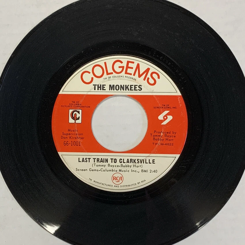 45 rpm Vintage 7” Vinyl Single Hit Record The Monkees Last Train To Clarksville - Image 1 of 1