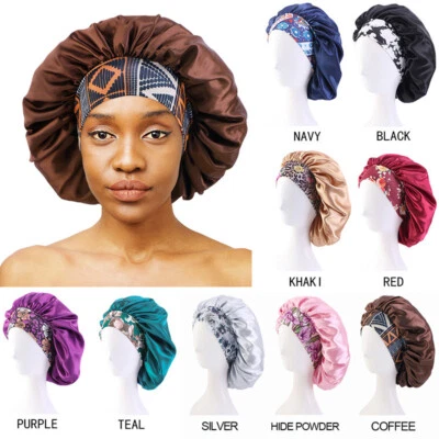 Sleeping Bonnet Hair Wrap Silk Satin Cap Women Elastic Soft Hat Headwear Turban↖ - Image 1 of 4