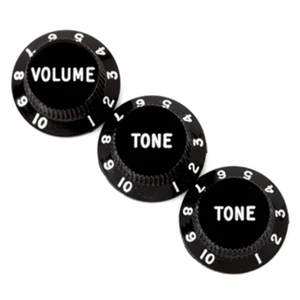 Fender Strat/Stratocaster Knob Set, Vol Tone Tone, Black 0991365000 - Picture 1 of 2