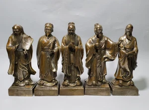 Five 8.2-inch Chinese famous literati pure bronze statues are worshipped - Picture 1 of 16