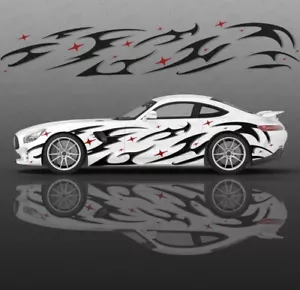 Flame Car Decals; Flame Racing Sport Livery Decal For Both Sides Of Car; Flames - Foto 1 di 1