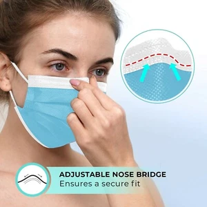 100 PCS Disposable Face Mask Non Medical Mouth Cover 3 ply Ear Loop Blue Masks - Picture 1 of 5