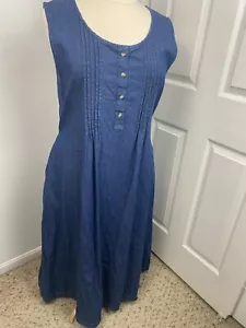 Vermont Country Store XL Denim Maxi Dress Bohemian Cottagecore Beachy Pockets - Picture 1 of 8