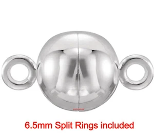 FUERTE 8 mm REDONDO MAGNÉTICO Plata Esterlina 925 Cierre Perla Collar Cadena EE. UU. - Imagen 1 de 3